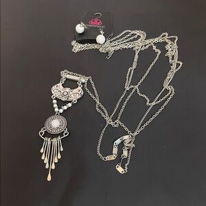 Paparazzi Silver Necklace with White Accents